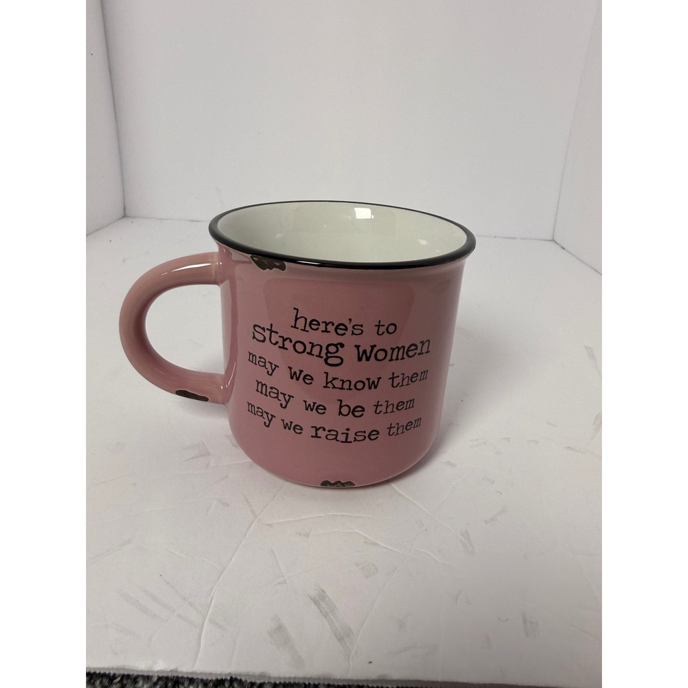 Natural Life Strong Women Quote Pink Campfire Ceramic Coffee Mug Distressed